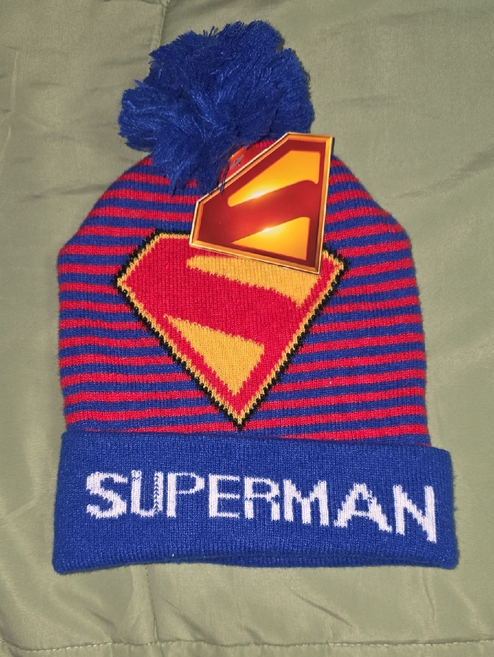 DC Comics Kids Superman Beanie Hat - Blue Red Yellow